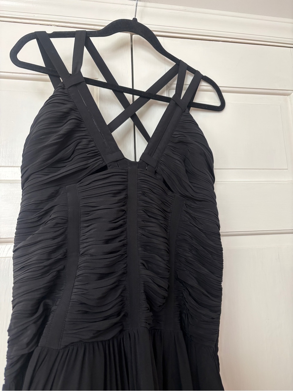 Ulla Johnson Anya Gown Noir 100% Silk Black Tie Ruched Evening Size 14 Sexy - Picture 10 of 16